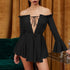 Summer Off Shoulder Short Dress Flare Long Sleeve - menochic